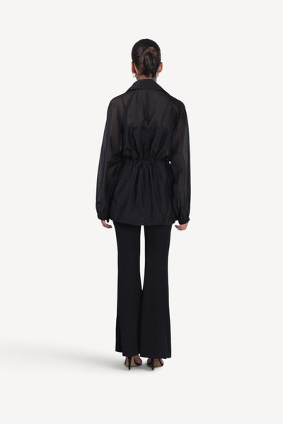 Black Sheer Wrap-Front Overlay Jacket