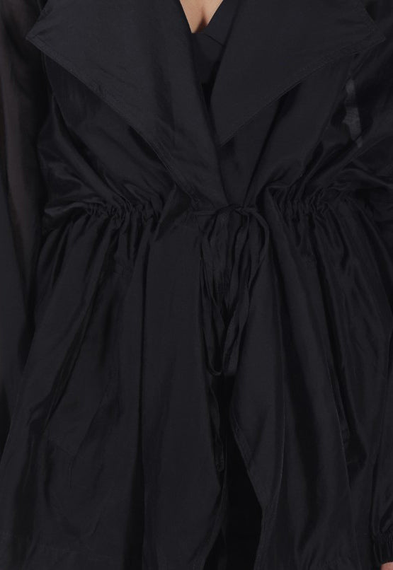 Black Sheer Wrap-Front Overlay Jacket