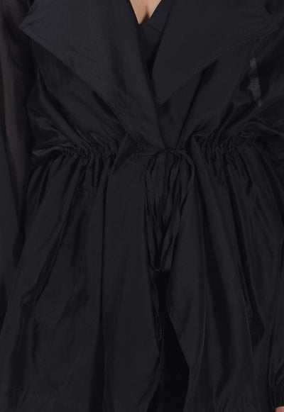 Black Sheer Wrap-Front Overlay Jacket