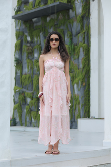 Blush Cascade Printed Maxi Dress