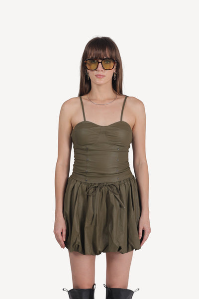 Ruched Corset Top &Bubble Skirt Set