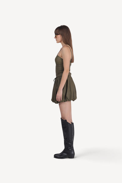 Ruched Corset Top &Bubble Skirt Set