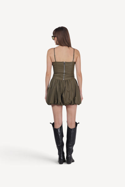Ruched Corset Top &Bubble Skirt Set