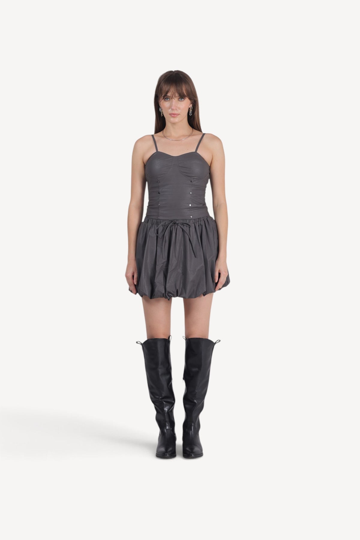 Ruched Corset Top &Bubble Skirt Set