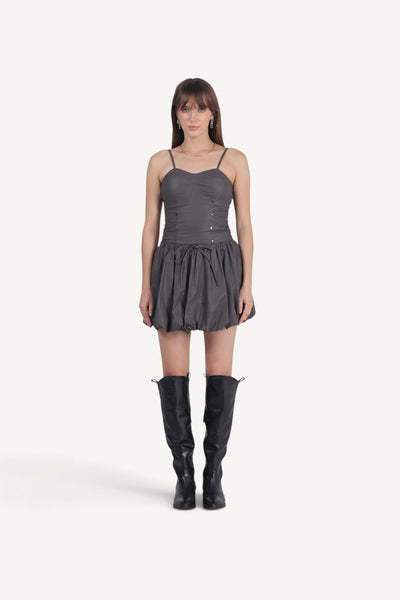Ruched Corset Top &Bubble Skirt Set