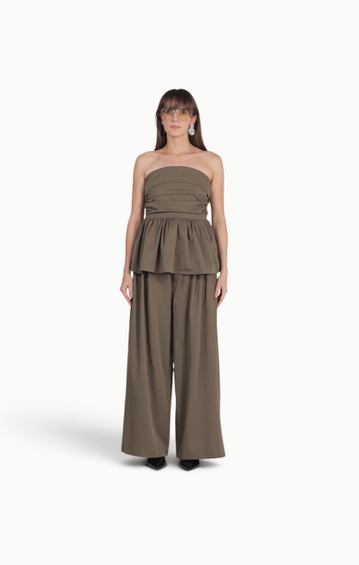 Deep Olive Cinched Peplum co-ord set
