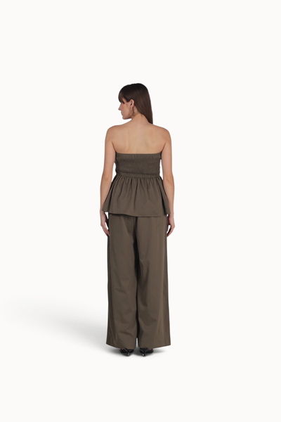 Deep Olive Cinched Peplum co-ord set