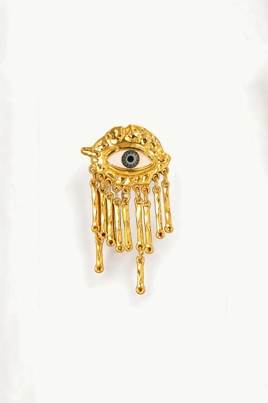 EYE FRINGE BROOCH