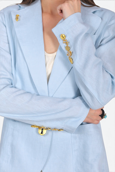 Golden Charm Blazer - Powder Blue