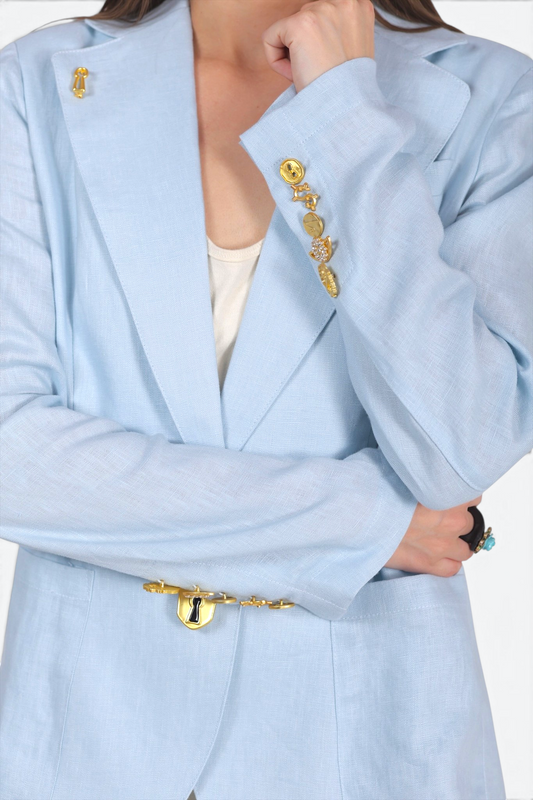 Golden Charm Blazer - Powder Blue