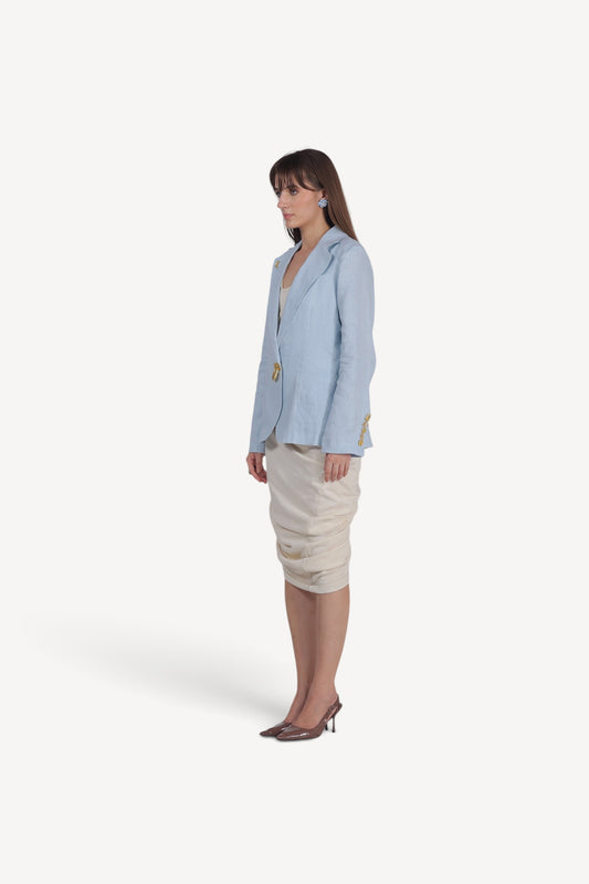 Golden Charm Blazer - Powder Blue