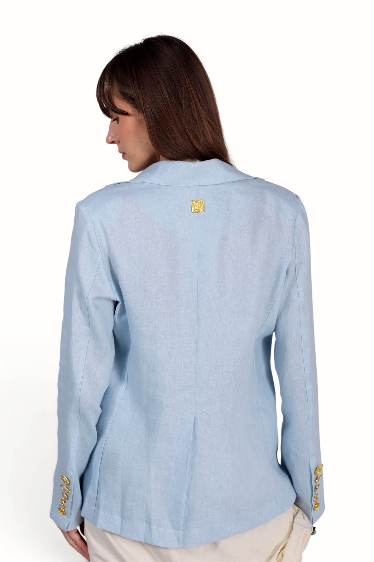 Golden Charm Blazer - Powder Blue