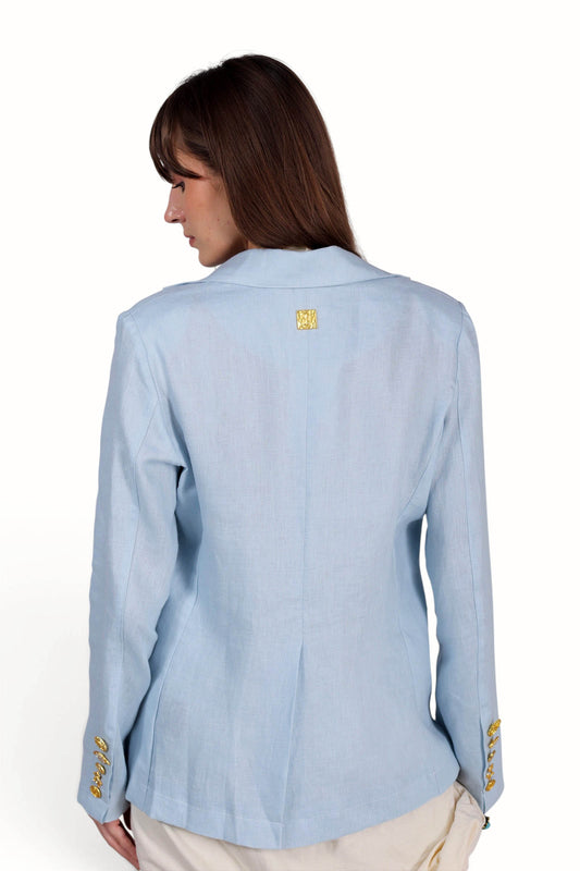 Golden Charm Blazer - Powder Blue