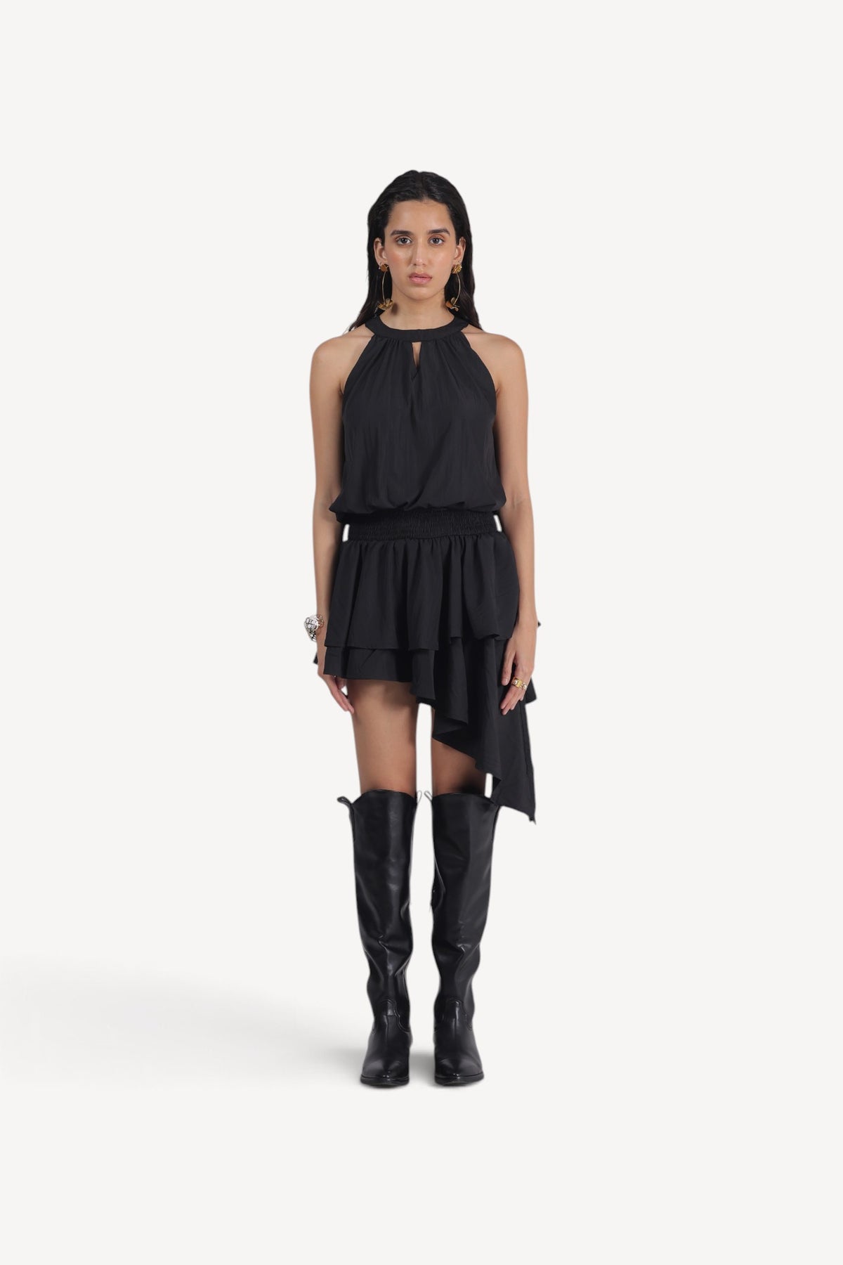 Halter Ruffle Mini Dress