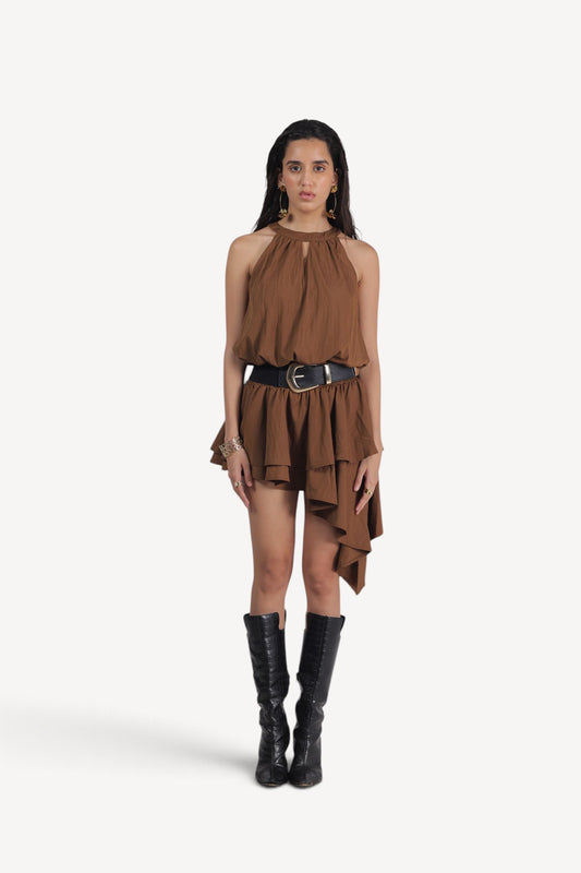 Halter Ruffle Mini Dress