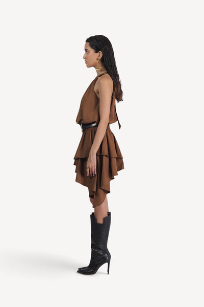 Halter Ruffle Mini Dress