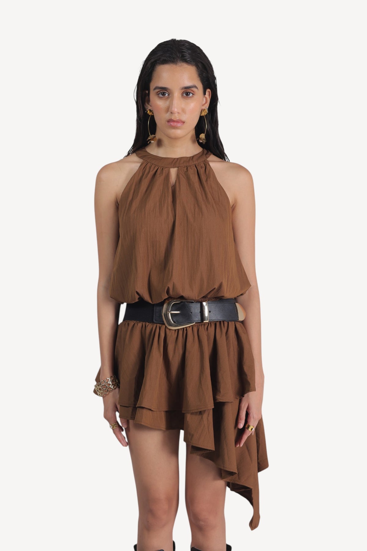 Halter Ruffle Mini Dress