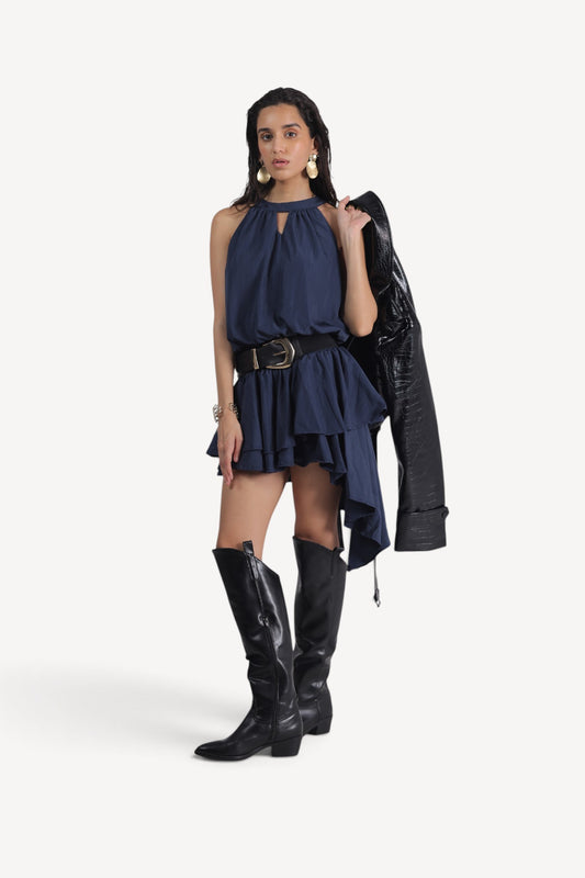 Halter Ruffle Mini Dress