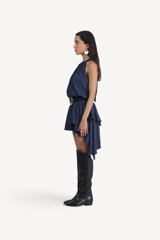 Halter Ruffle Mini Dress