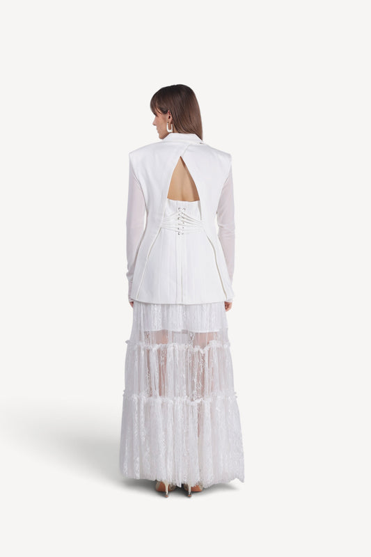 Lace Panel Maxi Skirt