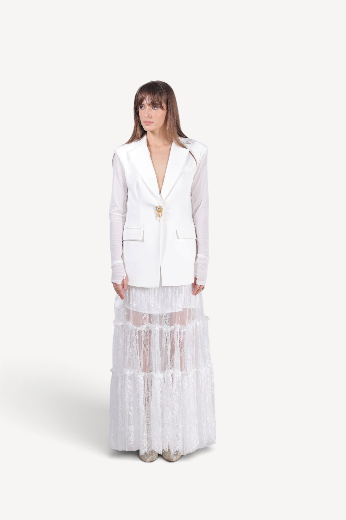 Lace Panel Maxi Skirt