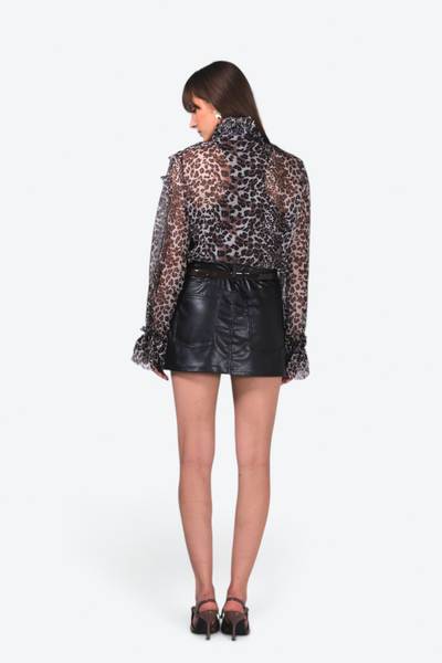 Oversize Tie-up Animal Print Top