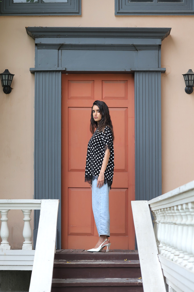Polka Dot Lace Trim-Top
