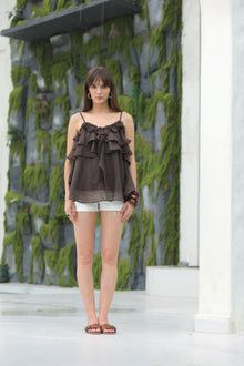 Ruffle cami top - Brown
