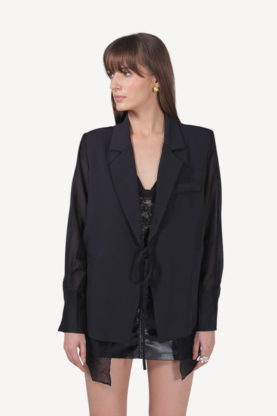 Sheer Tailored Overlay Blazer
