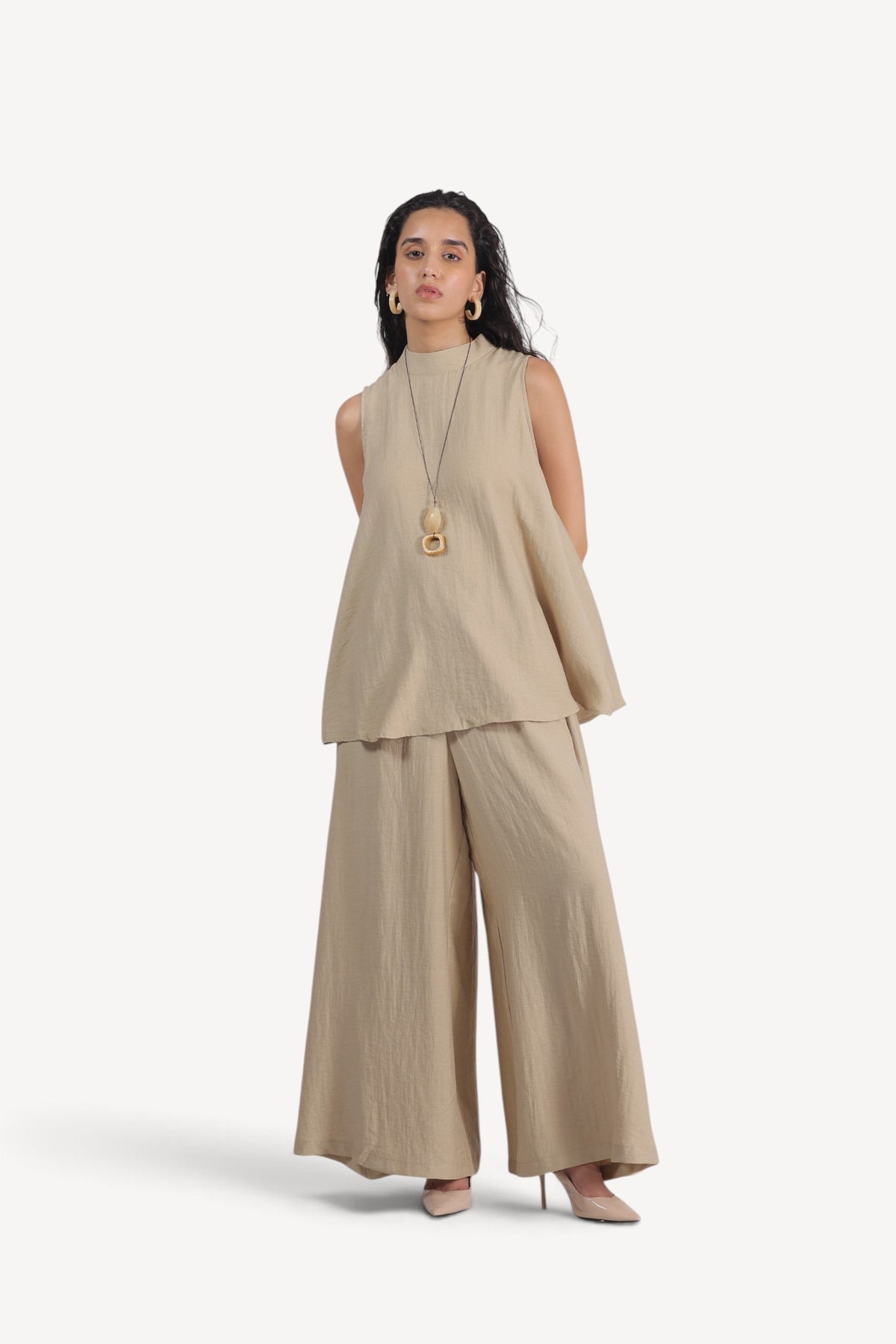 Sleeveless Tunic &Wide-leg Trouser set