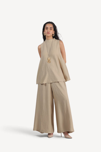 Sleeveless Tunic &Wide-leg Trouser set