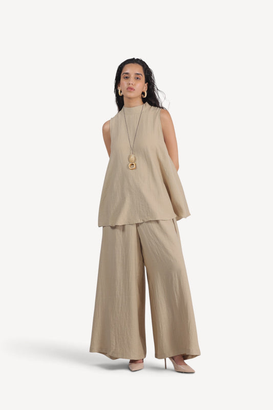 Sleeveless Tunic &Wide-leg Trouser set