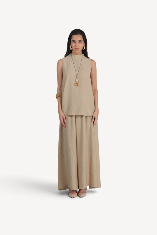 Sleeveless Tunic &Wide-leg Trouser set