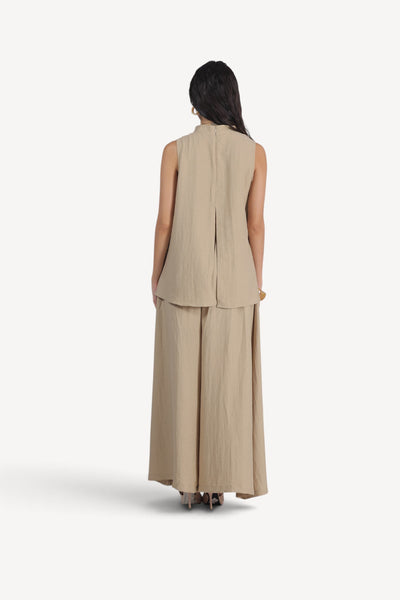 Sleeveless Tunic &Wide-leg Trouser set