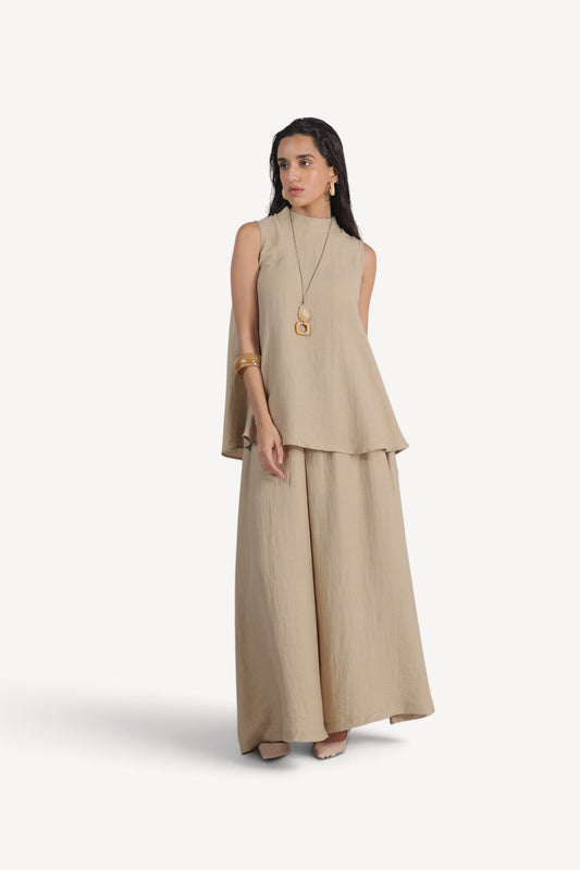 Sleeveless Tunic &Wide-leg Trouser set