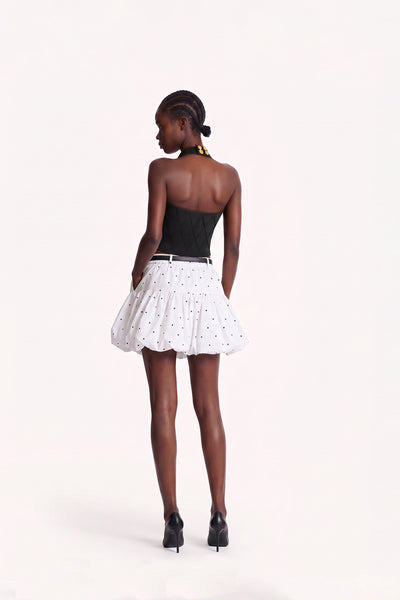 White Polka Dot Tiered Mini Skirt