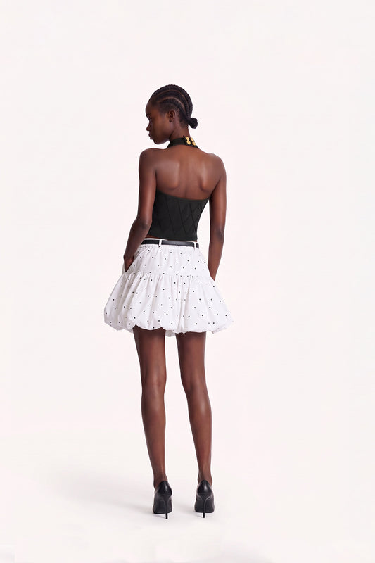 White Polka Dot Tiered Mini Skirt